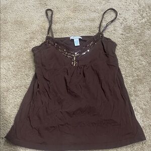 Brown Sequin Camisole Top